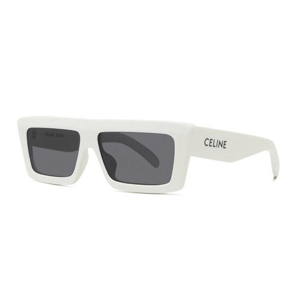 Celine CL40214U 25A White Frame Grey Lens Rectangular Women Sunglasses Authentic